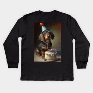 Daschund Dog Birthday Party Card Kids Long Sleeve T-Shirt